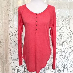 ⚠️ Mossimo dark peach pink black speckled scoop neck long sleeve baseball top ⚠️